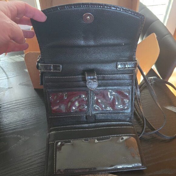 Brighton Black Leather Liza French Kiss Crossbody Organizer / Shoulder Bag w/box - Picture 3 of 16